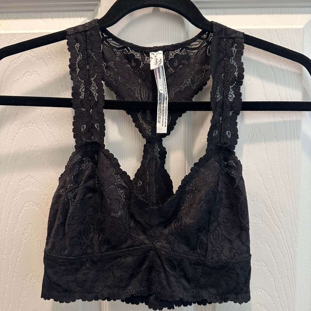 Free People Black Lace Racerback Bralette